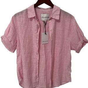 Women’s Pink Striped Cotton Button Up Shirt NWT